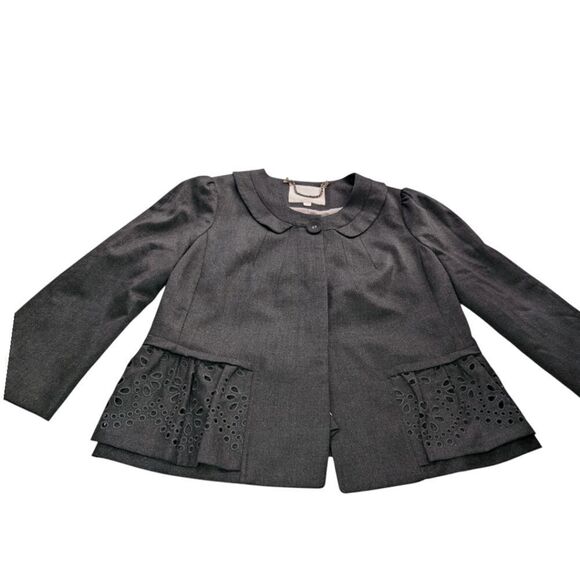 Rebecca Taylor Cropped Wool Blazer with Eyelet detailing- size 6 - Picture 3 of 9